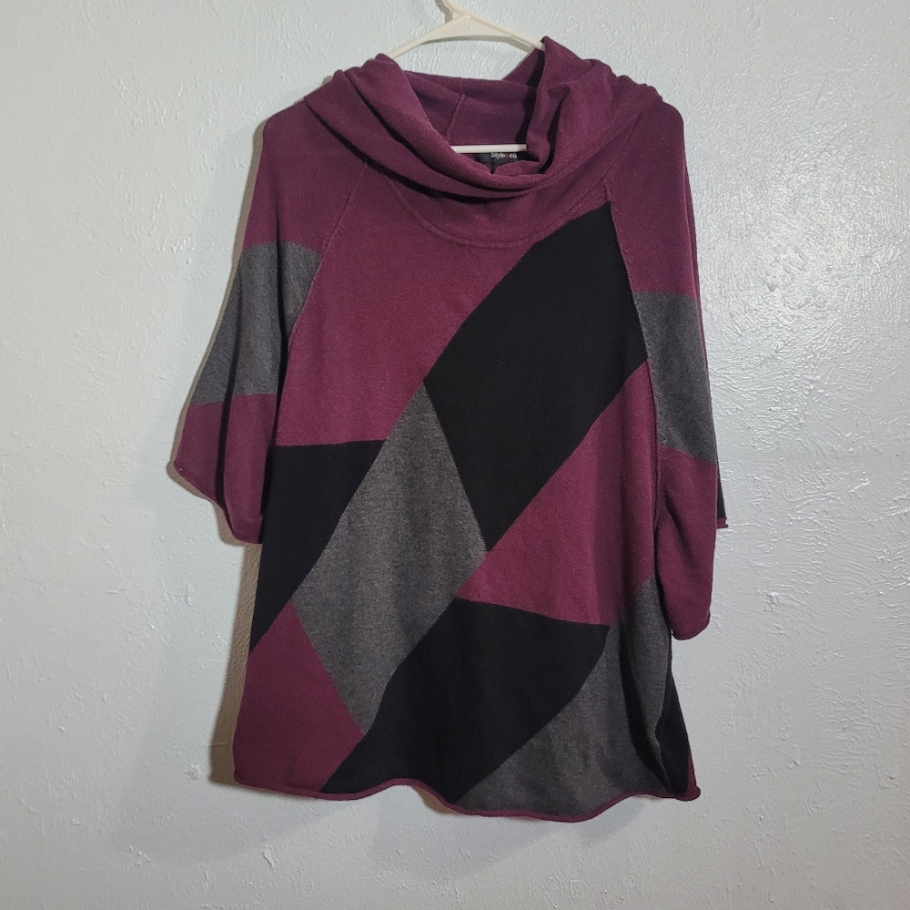 Style & Co Cowl Neck Patchwork Sweater - Size Small